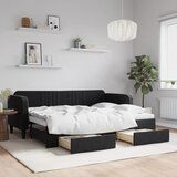  The Living Store Izvlečna dnevna postelja s predali črna 80x200 cm žamet - Izvlečna Dnevna Postelja, (21449924) | Shoptok.si