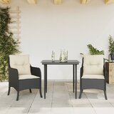 vidaXL 3-dijelni vrtni blagovaonski set s jastucima od poliratana crni | shoptok.hr