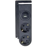 SCHWAIGER Namizni električni podaljšek z USB-A, USB-C in objemko (Siva/Črna, Dolžina kabla: 1,4 m) | Shoptok.si