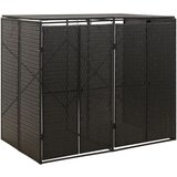 vidaXL Spremište za 2 kante za smeće crno 140 x 80 x 117 cm poliratan Cijene