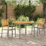  Stacking Garden Chair Siva Smeđa Čelik Drvo Standardna veličina cijene
