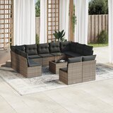 vidaXL 12-dijelni set vrtnih sofa od poliratana s jastucima sivi Cijene
