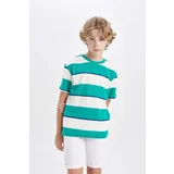 Defacto Boy Crew Neck Striped Short Sleeve T-Shirt