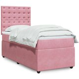vidaXL Box spring postelja z vzmetnico roza 90x190 cm žamet | Shoptok.si