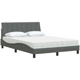  Postelja z vzmetnico temno siva 120x200 cm blago | Shoptok.si