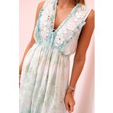 Kesi Włoski Women's viscose dress with embroidery mint | Shoptok.si