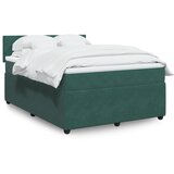 vidaXL Box spring postelja z vzmetnico temno zelena 140x200 cm žamet | Shoptok.si