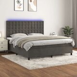  Box spring postelja z vzmetnico LED temno siva 160x200 cm žamet, (20789345) Cene