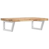  Zidna polica za umivaonik od čelika i masivnog bagremovog drva Smeđa 60 x 50 x 4 cm | Shoptok.si
