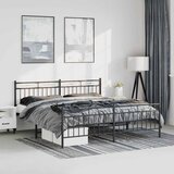  Metalni okvir kreveta uzglavlje i podnožje crni 193x203 cm | shoptok.hr