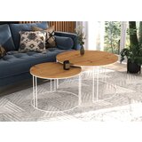 ADRK Moderna 2v1 kavna mizica ETTA, okrogla - BELA-HRAST | Shoptok.si