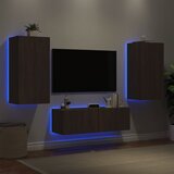  The Living Store Stenske TV omarice z LED lučkami 3 kosi rjavi hrast - Stenska TV Omarica, (21499190) Cene