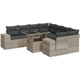 Maison Chic Seti vrtnega pohištva - Vrtna garnitura - Vrtni pohištvo set 9-delna z blazinami sv. siv poli ratan, (21797422) | Shoptok.si