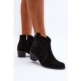 Zazoo 3426 Women's Suede Cowboy Boots Black | shoptok.hr