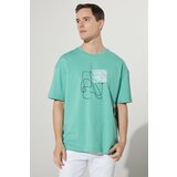 AC&Co / Altınyıldız Classics Men's Mint Oversized Loose Fit, Crew Neck 100% Cotton Printed T-Shirt. Cene