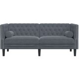 vidaXL Kavč chesterfield z vzglavniki dvosed temno siv žamet | Shoptok.si