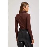 Marisse Chestnut Ribbed Turtleneck Blouse | Shoptok.si