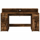  Radni stol s LED svjetlima boja hrasta 160x55x91 cm drveni | shoptok.hr