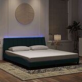 vidaXL Posteljni okvir z LED lučkami temno zelen 180x200 cm žamet, (21081871) | Shoptok.si