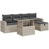 Maison Chic Seti vrtnega pohištva - Vrtna garnitura - Vrtni pohištvo set 6-delna z blazinami siv poli ratan, (21806483) | Shoptok.si