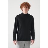 Avva Men's Black Half Turtleneck Wool Blended Standard Fit Normal Cut Knitwear Sweater cene