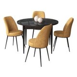 Hanah home Set Trpezarijski sto i 4 stolice, oker-crna | Eponuda.ba