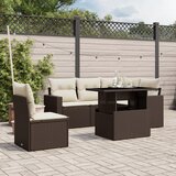 Maison Chic Seti vrtnega pohištva - Vrtna garnitura - Vrtni pohištvo set 6-delna z blazinami rjav poli ratan, (21806044) | Shoptok.si