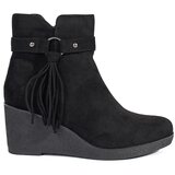 Shelvt Women's suede black wedge boots with fringes | ePonuda.com