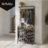 Ruhhy samostojeća polica s vje&amp;scaron;alicom 183 cm, 5 dvostrukih kuka, loft Slike