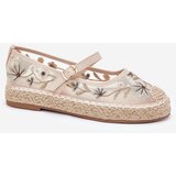 Boto Mesh Espadrilles With Embroidery On Platform Beige Laxisa | shoptok.hr