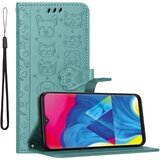 Cadorabo Samsung Galaxy A10/M10 v bleščeča zelena - Simpatični psi in mačke, zaščitni ovitek s funkcijo stojala in režami za kartice, (20557813) | Shoptok.si