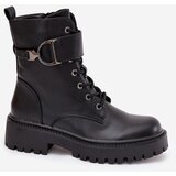 Boto Women's Workery Boots With Lining With Decorative Strap Black Ulivine | Shoptok.si