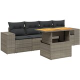 Maison Chic Seti vrtnega pohištva - Vrtna garnitura - Vrtni pohištvo set 5-delna z blazinami siv poli ratan, (21819823) | Shoptok.si