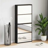 Ormarić za cipele s ogledalom i 4 razine crni 63 x 17 x 134 cm | shoptok.hr
