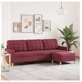 vidaXL Trosjed s tabureom crvena boja vina 210 cm od tkanine | shoptok.hr