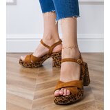 D/CEO Brown eco-suede block heel sandals Dures | shoptok.hr