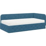 vidaXL Kutni okvir kreveta s madracem Plava 90 x 190 cm Baršun | shoptok.hr