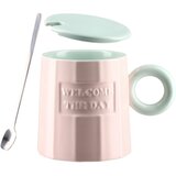  Moka, šolja sa poklopcem, keramička, mint - roze, 350ml | Eponuda.com
