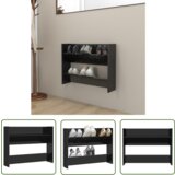 The Living Store Stenska omara za čevlje visok sijaj črna 80x18x60 cm iverna pl. - Stenska Omarica Za Čevlje, (21744431) Cene