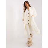 Fashion Hunters Ecru ladies cardigan with wool | shoptok.hr