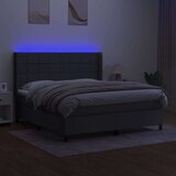  Box spring postelja z vzmetnico LED temno siva 180x200 cm blago, (20788991) | Shoptok.si