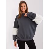 Fashion Hunters Graphite hooded sweatshirt with fur inserts Cene