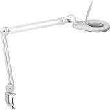 Maul LED-svetilka s povečevalnim steklom viso, dolžina ročice 410 mm, z mizno spojko, bela | Shoptok.si