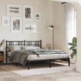 Maison Chic Kovinski Posteljni okvir - Dvoposteljna postelja - Zakonska postelja z vzglavjem črn 150x200 cm, (21692397) | Shoptok.si
