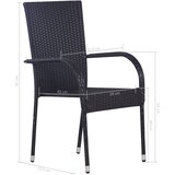  3-dijelni vrtni blagovaonski set od poliratana crni | shoptok.hr