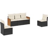 Maison Chic Seti vrtnega pohištva - Vrtna garnitura - Vrtni pohištvo set 5-delna z blazinami črn poli ratan, (21816901) | Shoptok.si