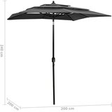  Vrtni suncobran s 3 razine i aluminijskim stupom 2x2 m antracit | shoptok.hr