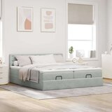 vidaXL Otomanski posteljni okvir z vzmetnicami siv 160x200 cm žamet | Shoptok.si