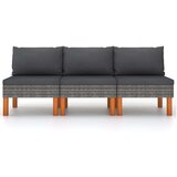3 Sredinski kavči 3 kosi poli ratan in trden evkaliptus | Shoptok.si