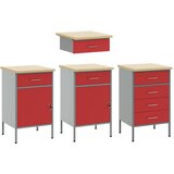  Radni ormar s ladicama 4 pcs Crvena Inženjerska drva i čelik | shoptok.hr
